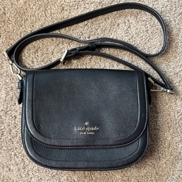 kate spade Handbags - kate spade Black Pebbled Leather Crossbody with Gold Logo